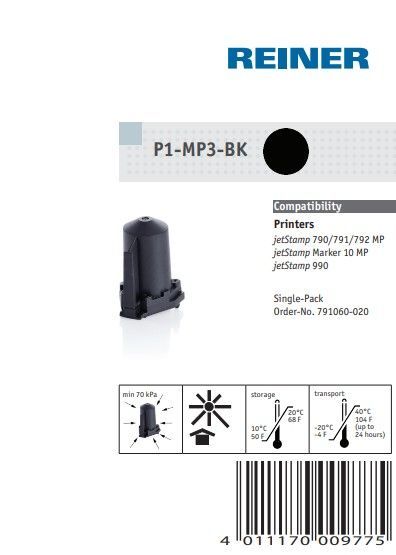 Indicaciones de seguridad cartucho P1-MP3-BK