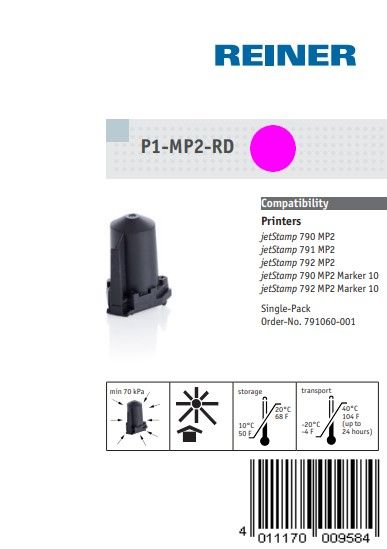Indicaciones de seguridad cartucho P1-MP2-RD