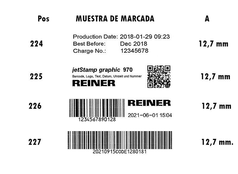 Muestra marcada jet Stamp graphic 970