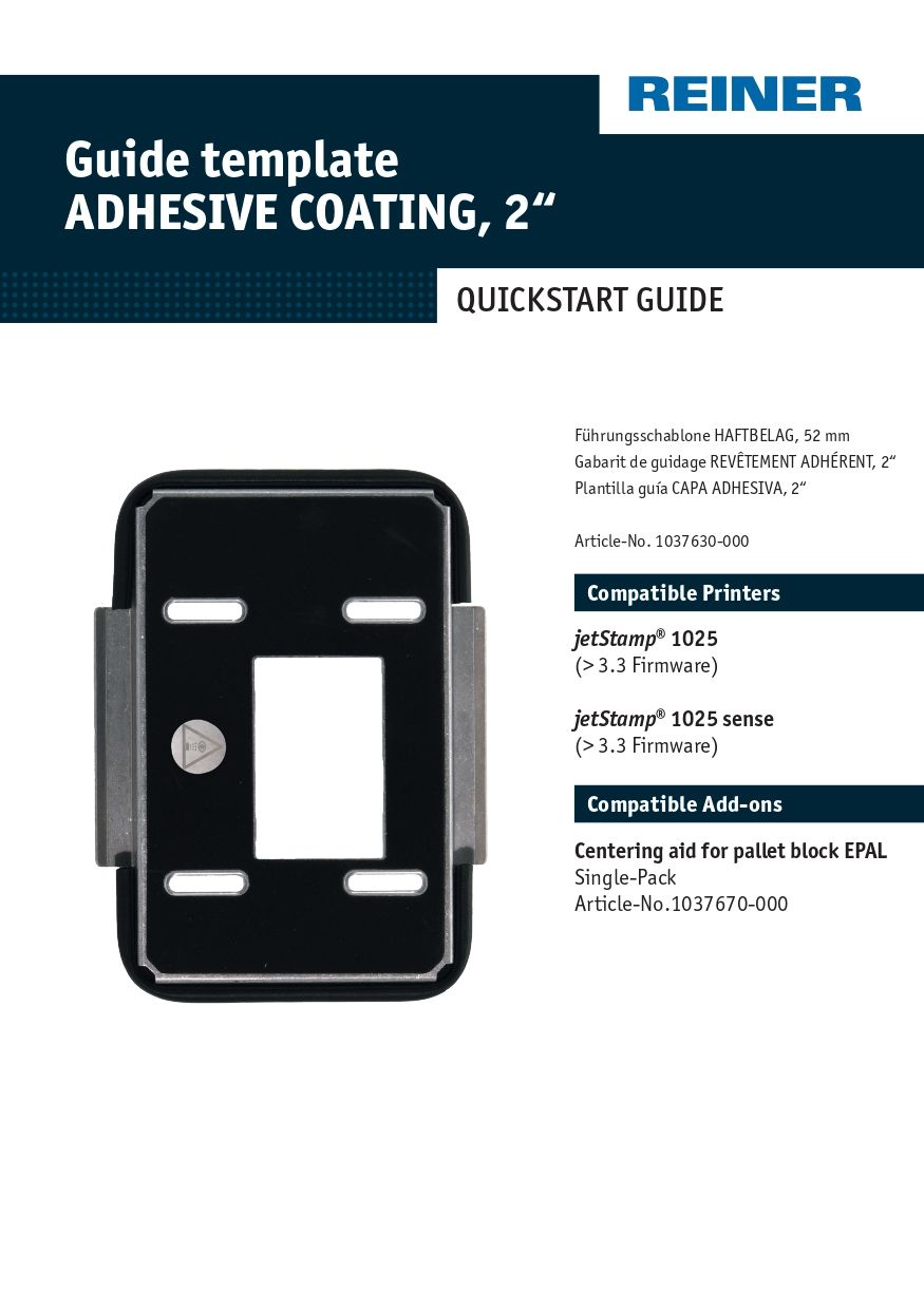 Manual de instrucciones guia de capa adhesiva jet stamp 1025