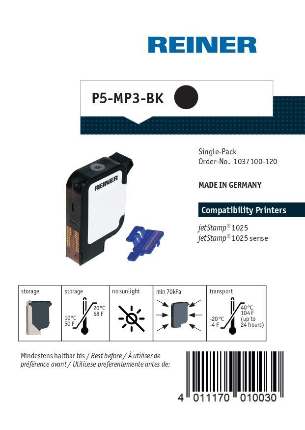 Cartucho P5-MP3-BK indicaciones de seguridad