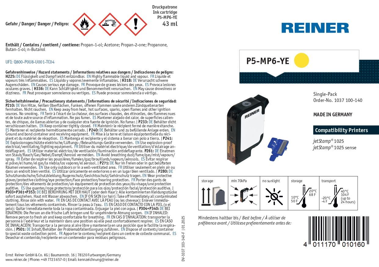 Manual de instrucciones cartucho P5 MP6 YE