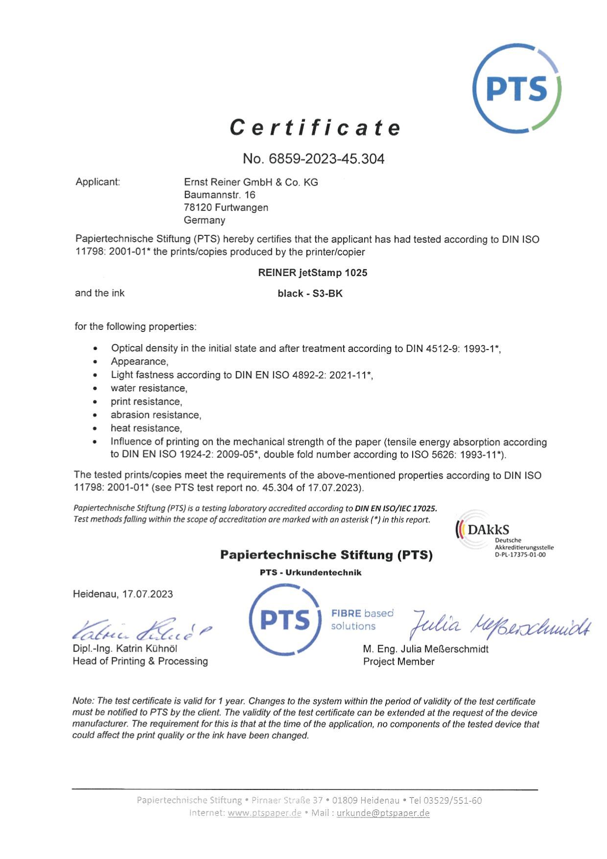 JET STAMP 1025 ISO 11798