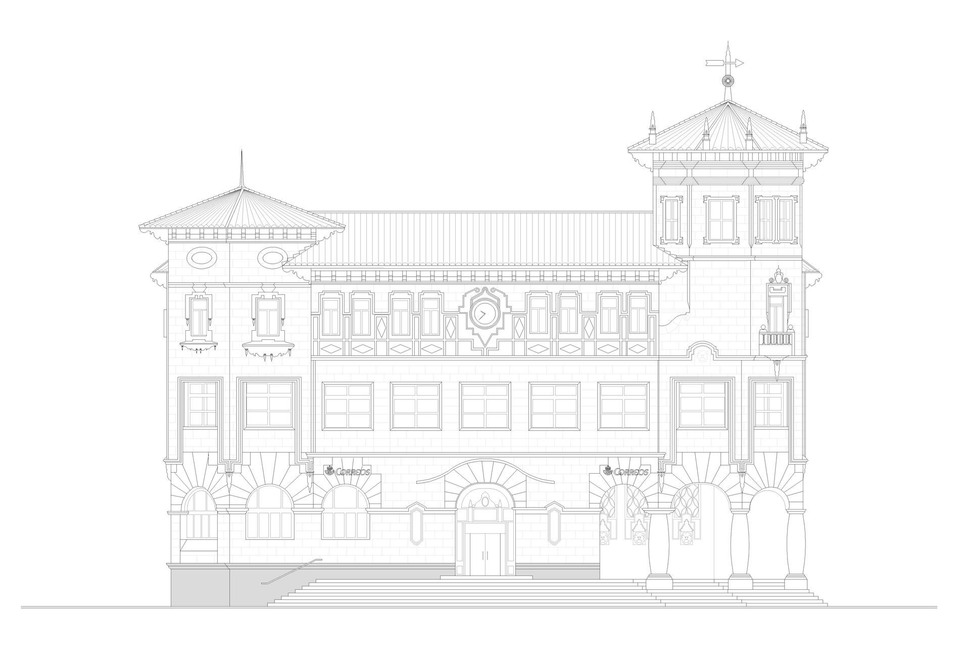 Fachada del Palacio Correos y Telégrafos Santander