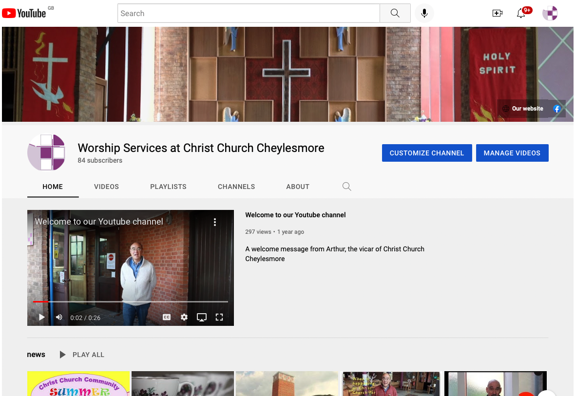 Click on this image to visit our Youtube channel Christ Church Youtube Channel