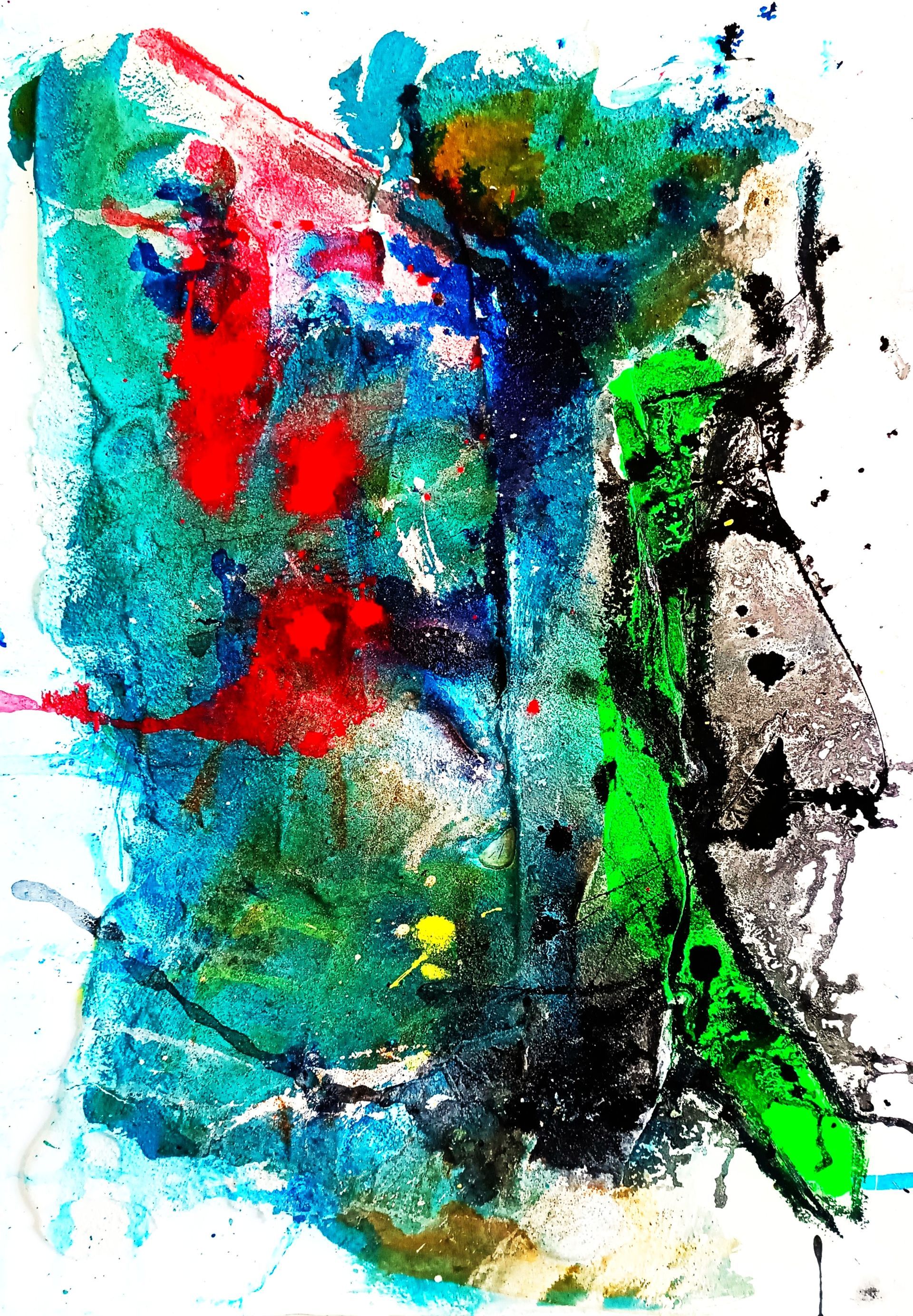 Pintura Abstracta en tonos verdes para Lobby de Hotel en China de Pedro Alonso.