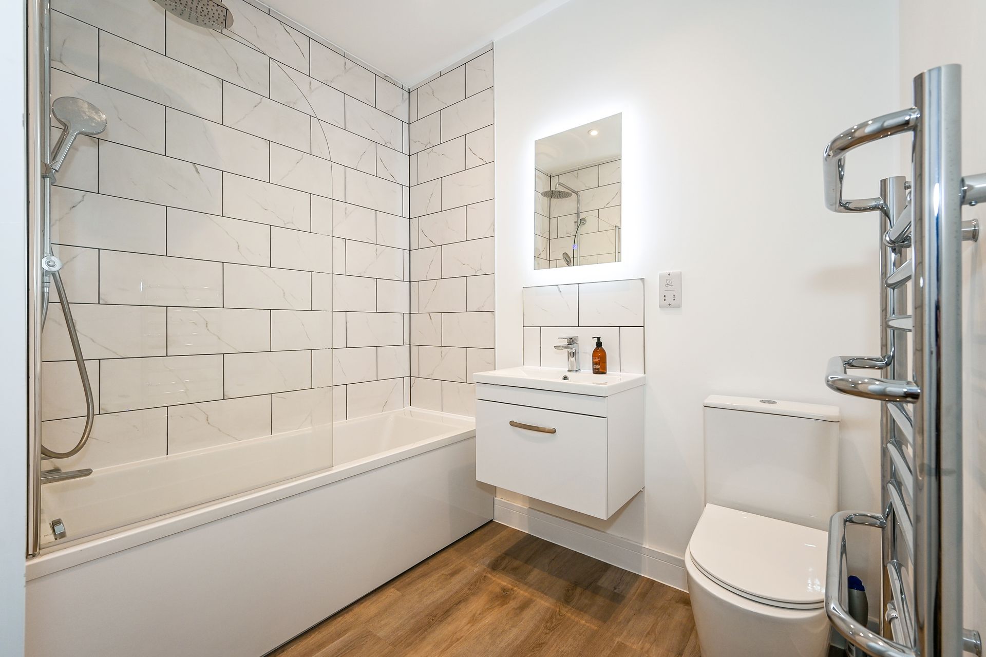 Stunning clean bathroom interior design in a new commercial conversion flat