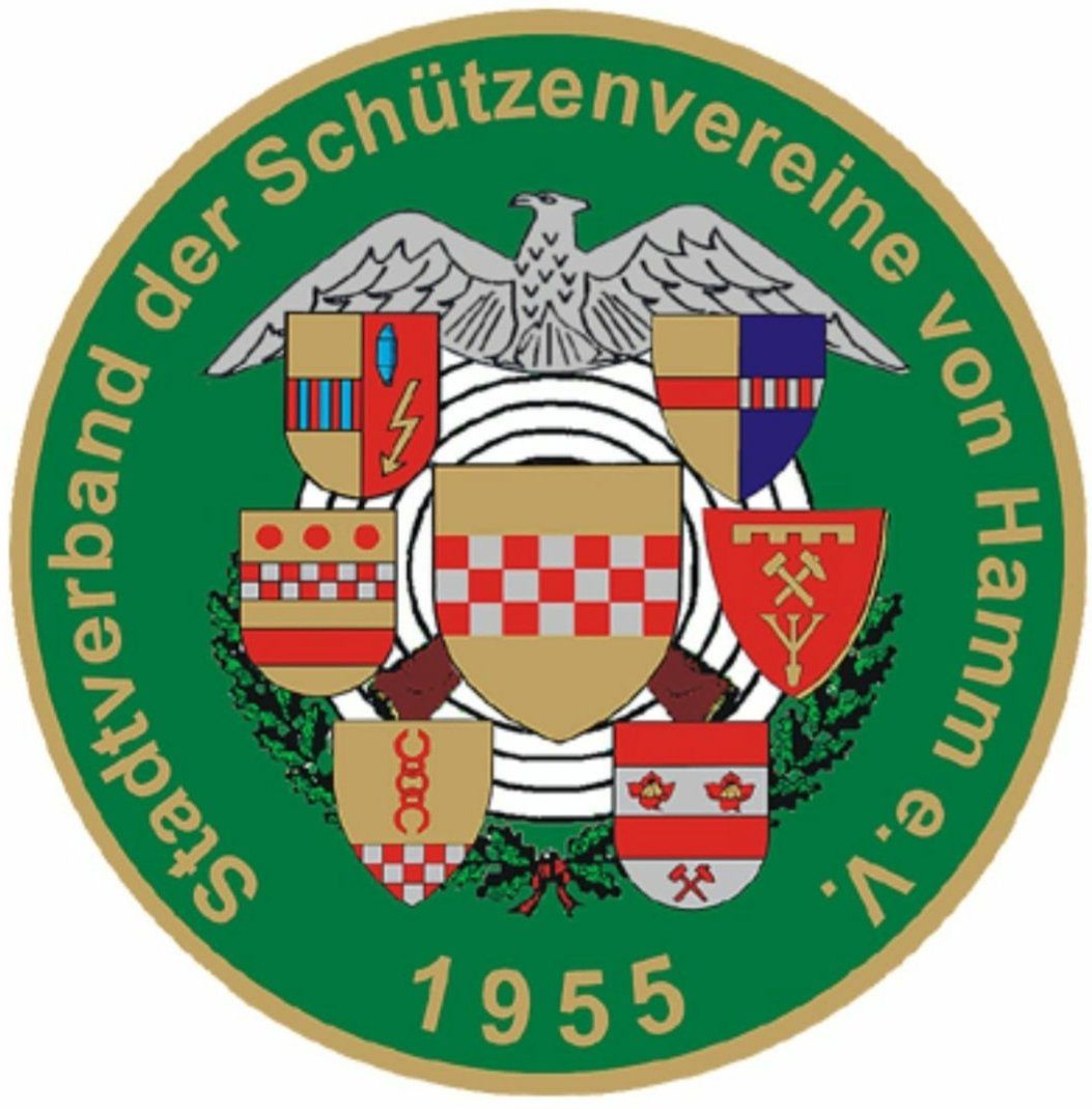 Stadtverband Wappen Adler mit Stadtwappen und Jahreszahlen in grün unterlegt