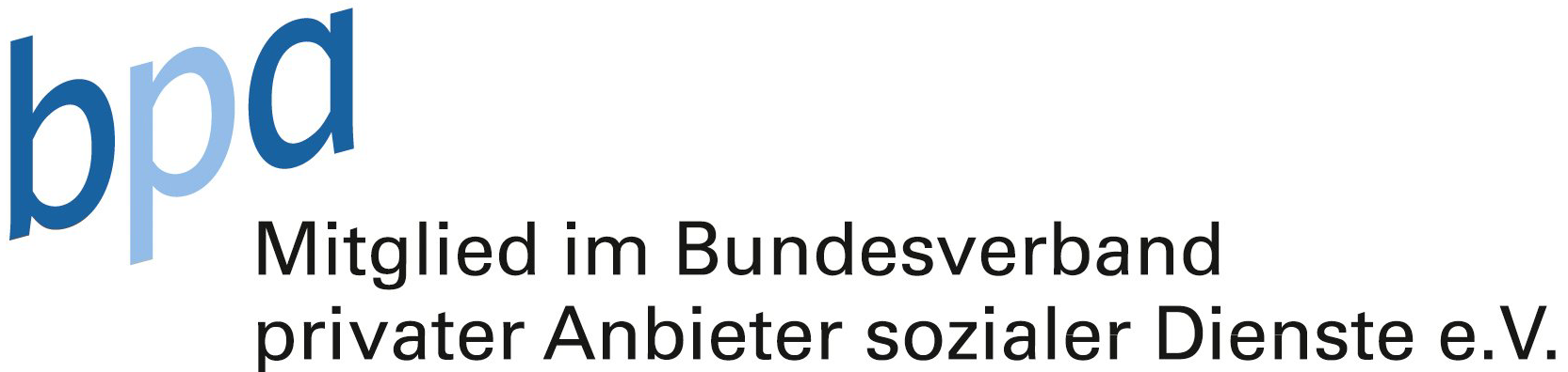 Drei blaue Kleinbuchstaben bpa-Berufsverband für private Pflegedienste