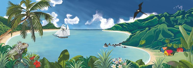 Illustration à la demande pour un particulier sur le thème de la Guadeloupe : illustrateur, graphiste, plasticien.