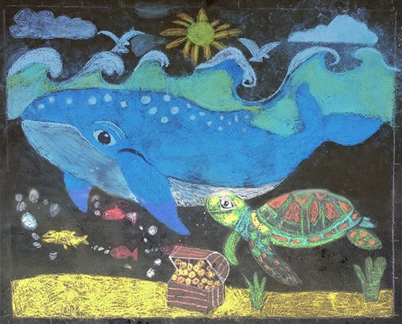 fresque à la craie éphémère, projet artistique participatif