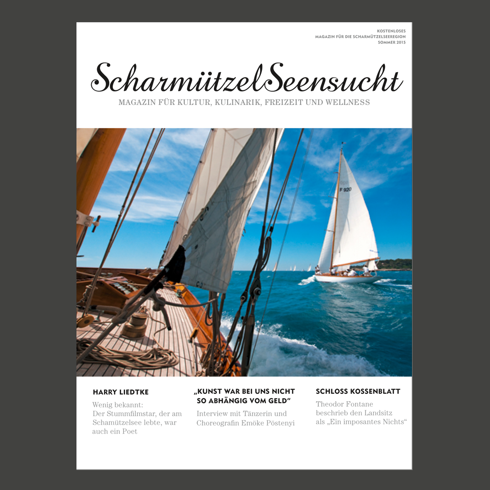 Marketing Agentur in Coburg und Umgebung: Magazin Scharmützelseensucht erscheint vierteljährlich. Neben den für die Gäste der Region interessanten Themen Kulinarik und Wellness, widmet sich ein weiteres Kapitel der Kultur. Auf 10 Seiten wird über die Geschichte der Region, berühmte Persönlichkeiten
des Kurortes und aktuelle Veranstaltungen informiert.