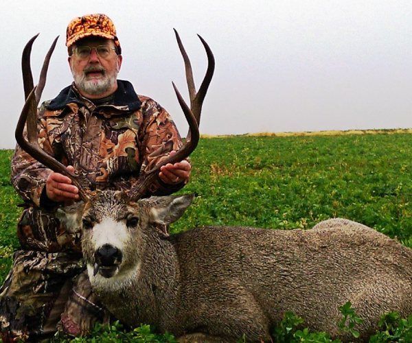 Hunter behind velvet antlers 2