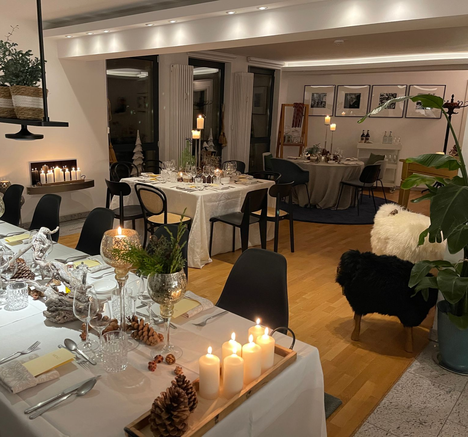 Event area with integrated segment lighting BALZER Event Locations Rooftop Apartment LOFT8 Event Space Covered