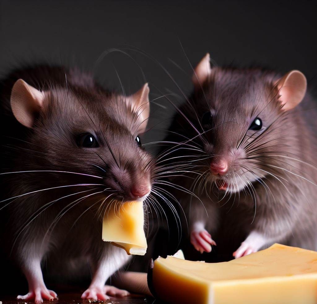Ratas comiendo, alimentándose entre ellas