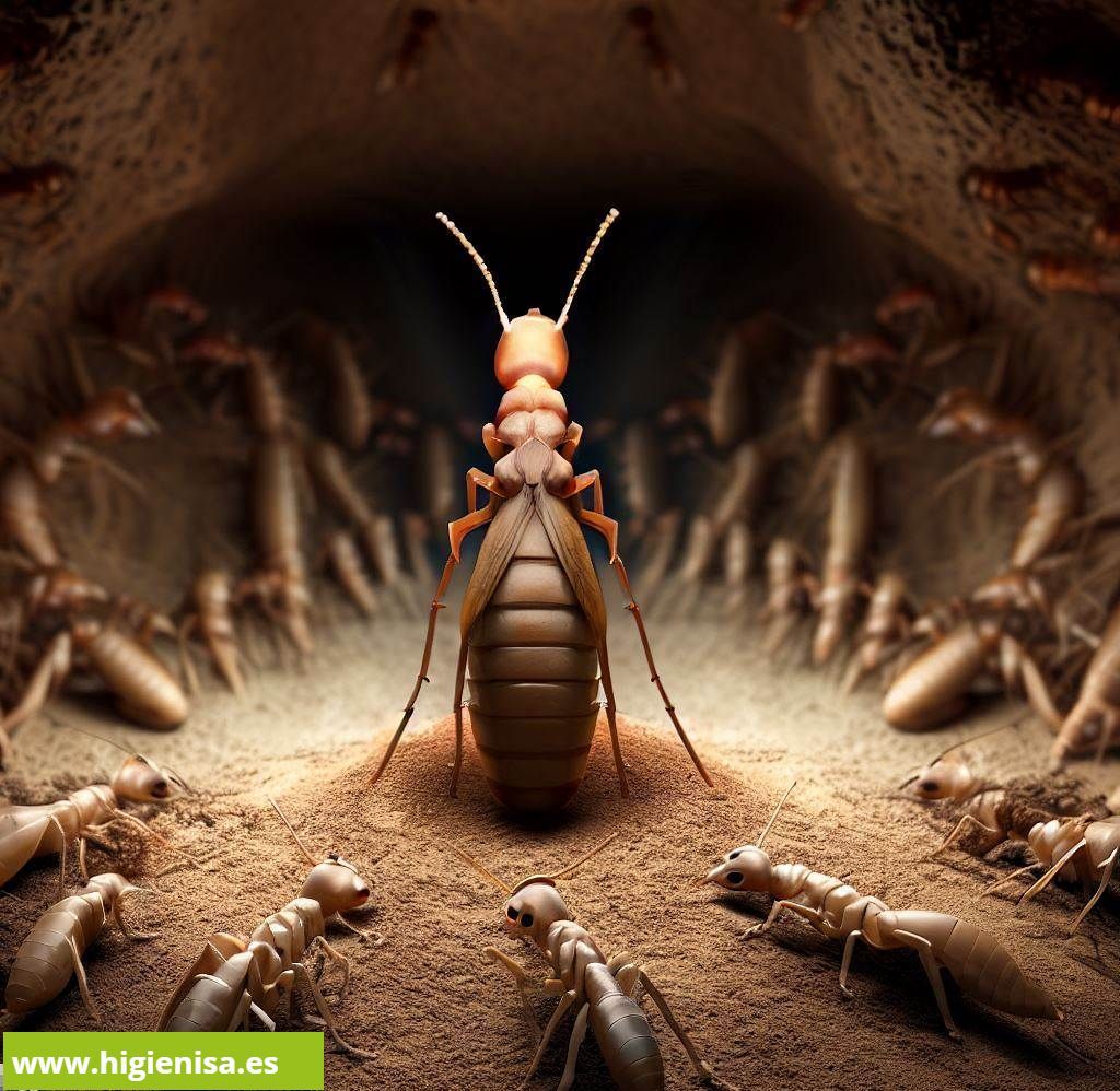 Termitero con termita reina (imagen no real)