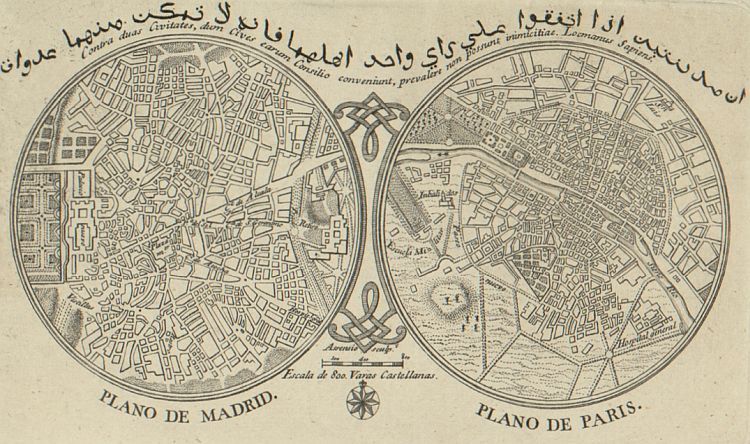 Plano de Madrid y París en 1750 Plano de Madrid y París en 1750