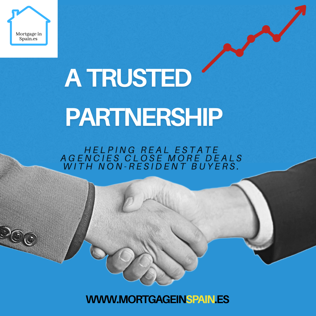 Handshake representing a trusted partnership between Mortgage in Spain and real estate agencies, helping non-resident clients secure mortgages in Spain.