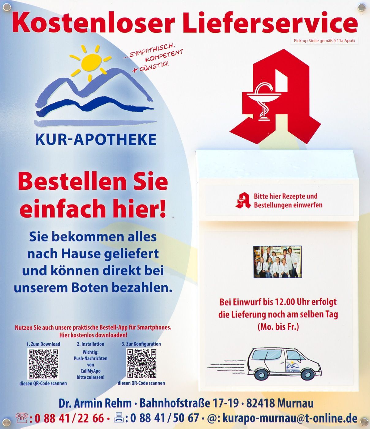 Apotheken-Briefkasten der Kur-Apotheke Murnau, in Ohlstadt und Eschenlohe