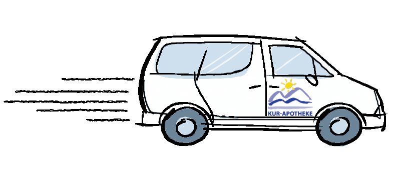 Kur-Apotheke Murnau, wir beliefern Sie Zeichnung Lieferauto der Kur-Apotheke Murnau