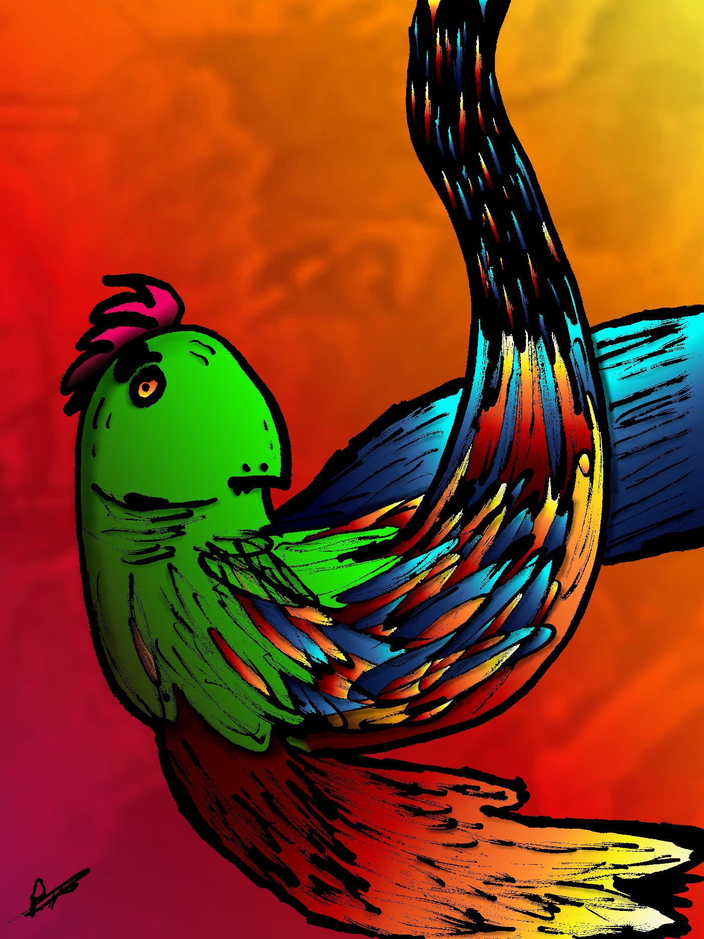 Papagei - Digitales Kunstwerk von Paul Alexander Heigel