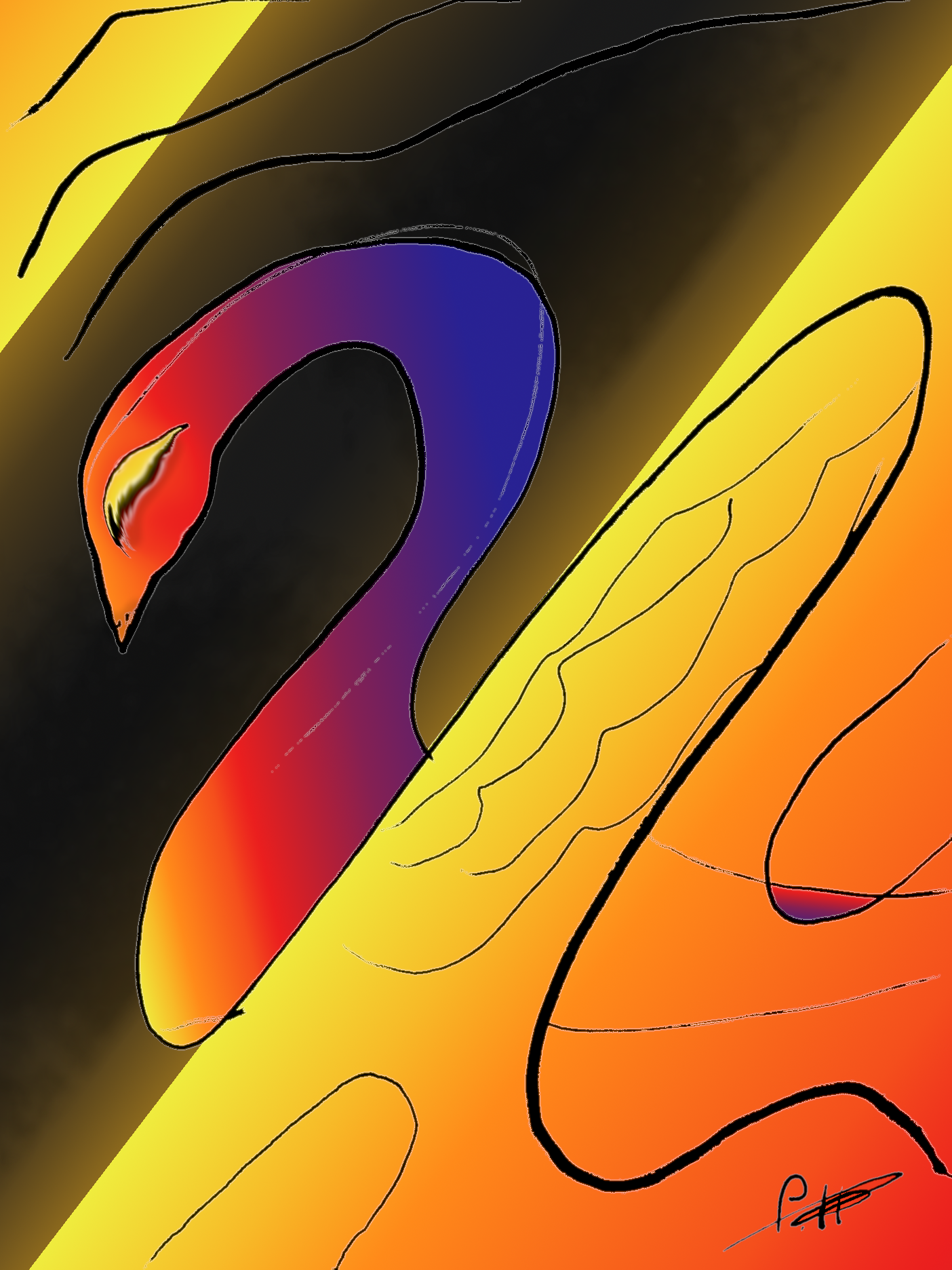 Schwan - Digitales Kunstwerk von Paul Alexander Heigel