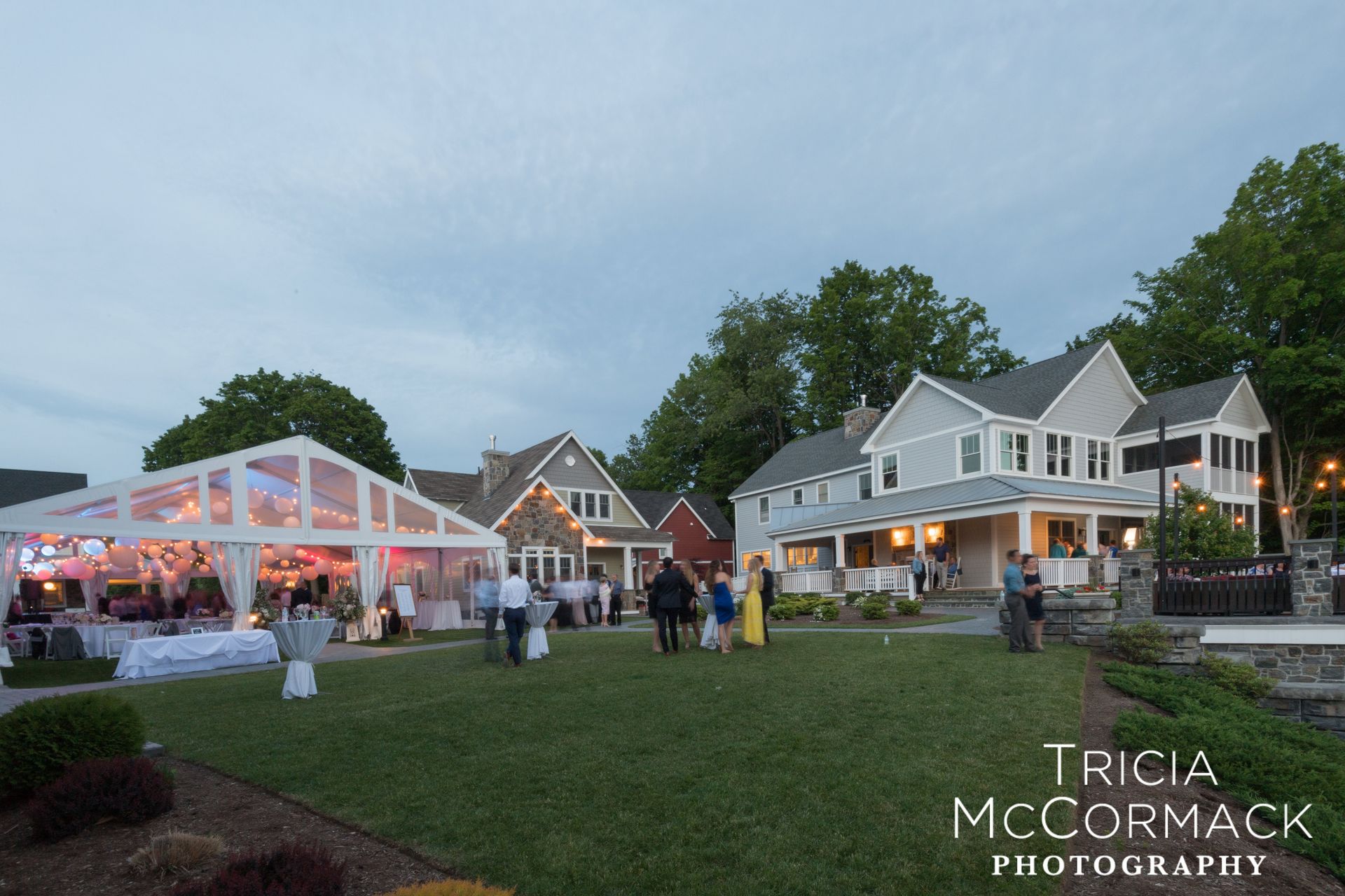 Lake House Guest Cottages of the Berkshires, Lanesborough Lanesboro MA Mass. wedding DJ tent lighting drapery