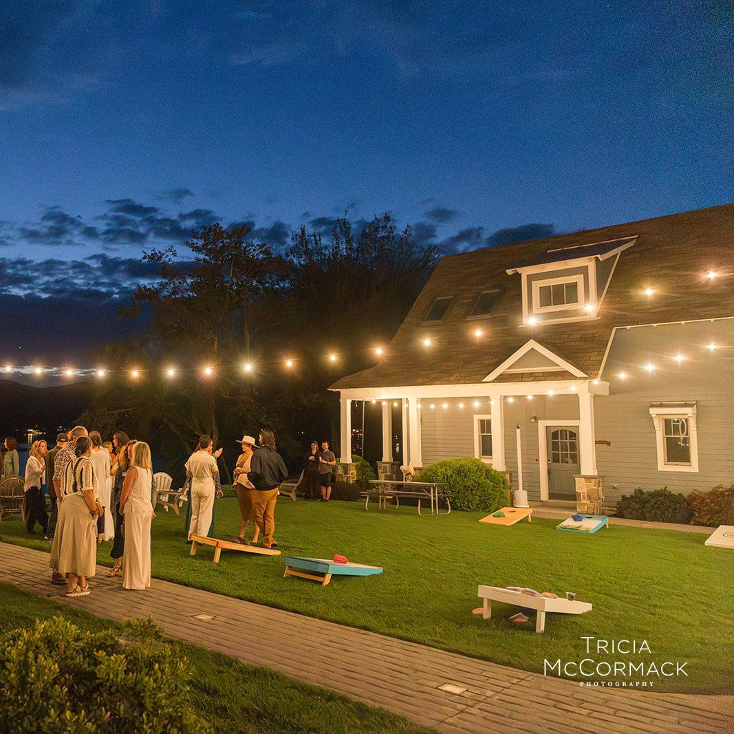 Lake House Guest Cottages of the Berkshires, Lanesborough Lanesboro MA Mass. wedding DJ tent lighting drapery