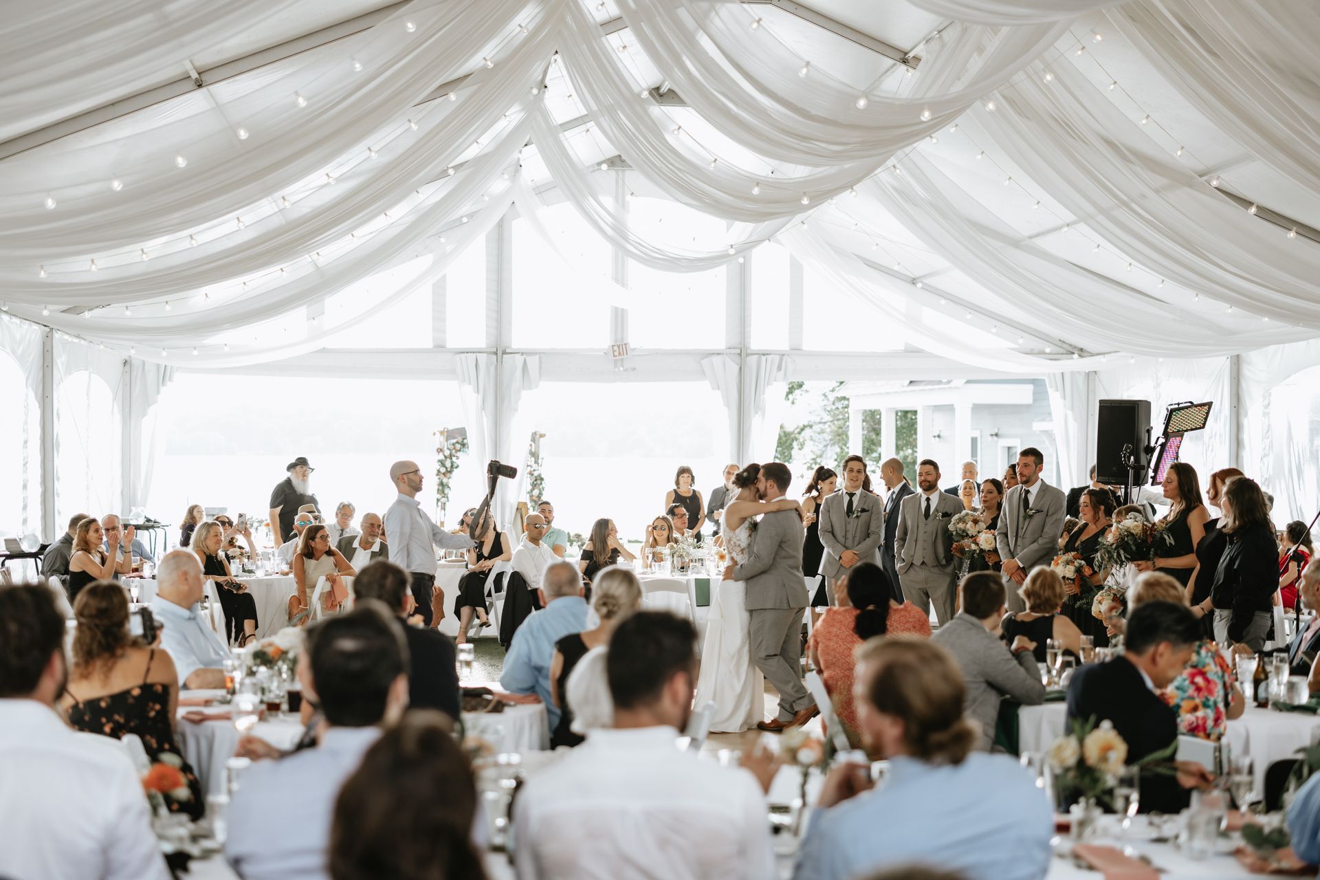 Lake House Guest Cottages of the Berkshires, Lanesborough Lanesboro MA Mass. wedding DJ tent lighting drapery