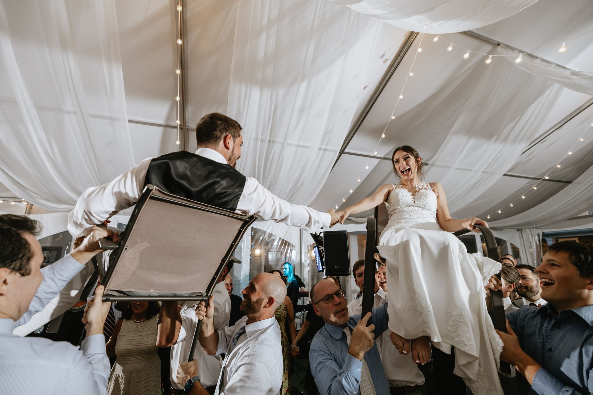 Lake House Guest Cottages of the Berkshires, Lanesborough Lanesboro MA Mass. wedding DJ tent lighting drapery