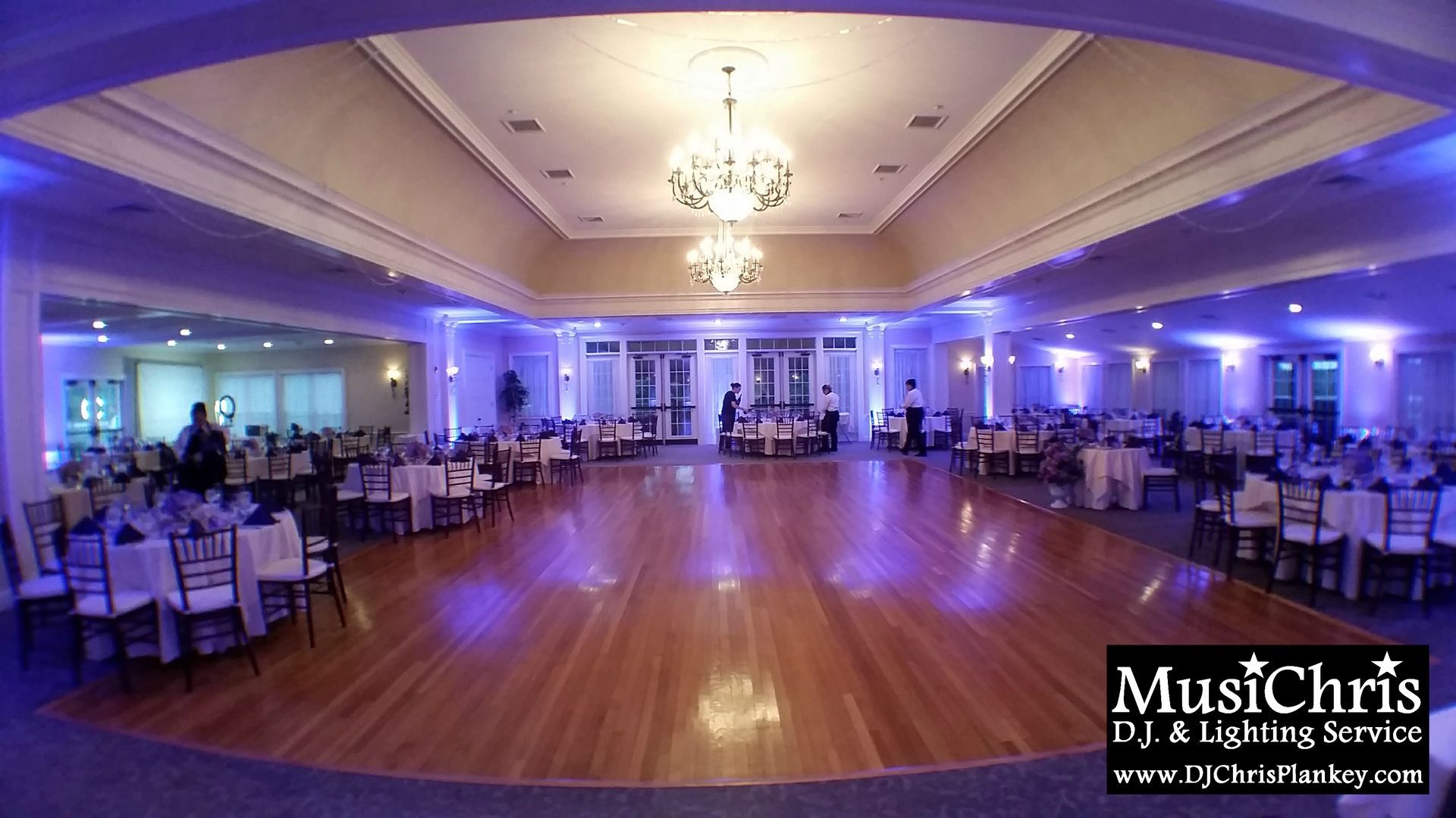 Country Club of Pittsfield, MA Mass. wedding DJ lighting drapery porch lighting service