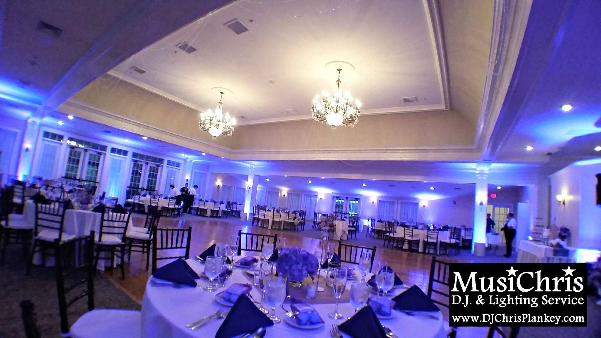 Country Club of Pittsfield, MA Mass. wedding DJ lighting drapery porch lighting service