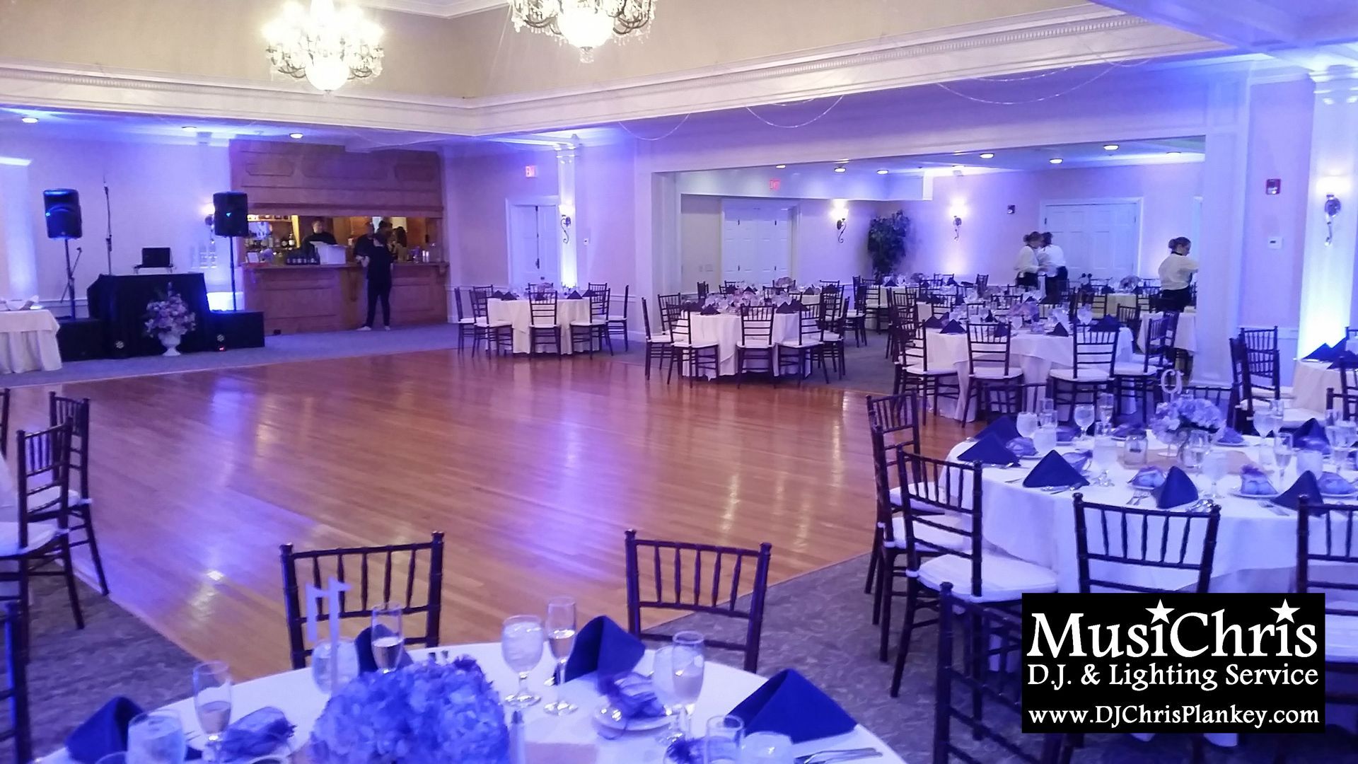 Country Club of Pittsfield, MA Mass. wedding DJ lighting drapery porch lighting service