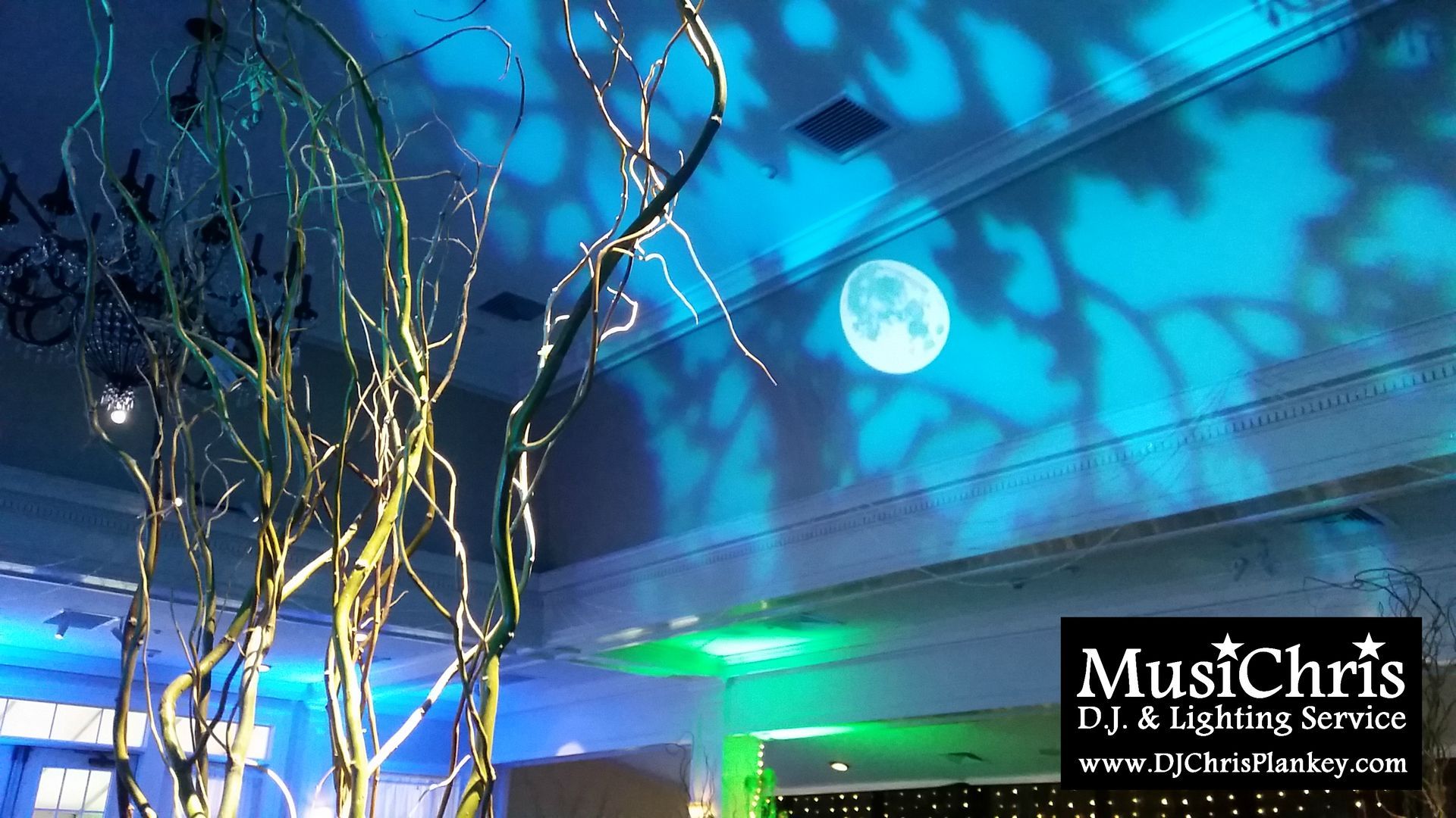 Country Club of Pittsfield, MA Mass. wedding DJ lighting drapery porch lighting service