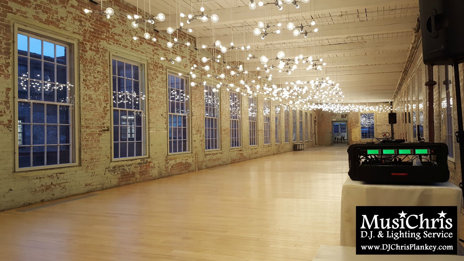 Mass MoCA wedding DJ North Adams, MA Berkshires Western Mass. art museum wedding lighting service provider
