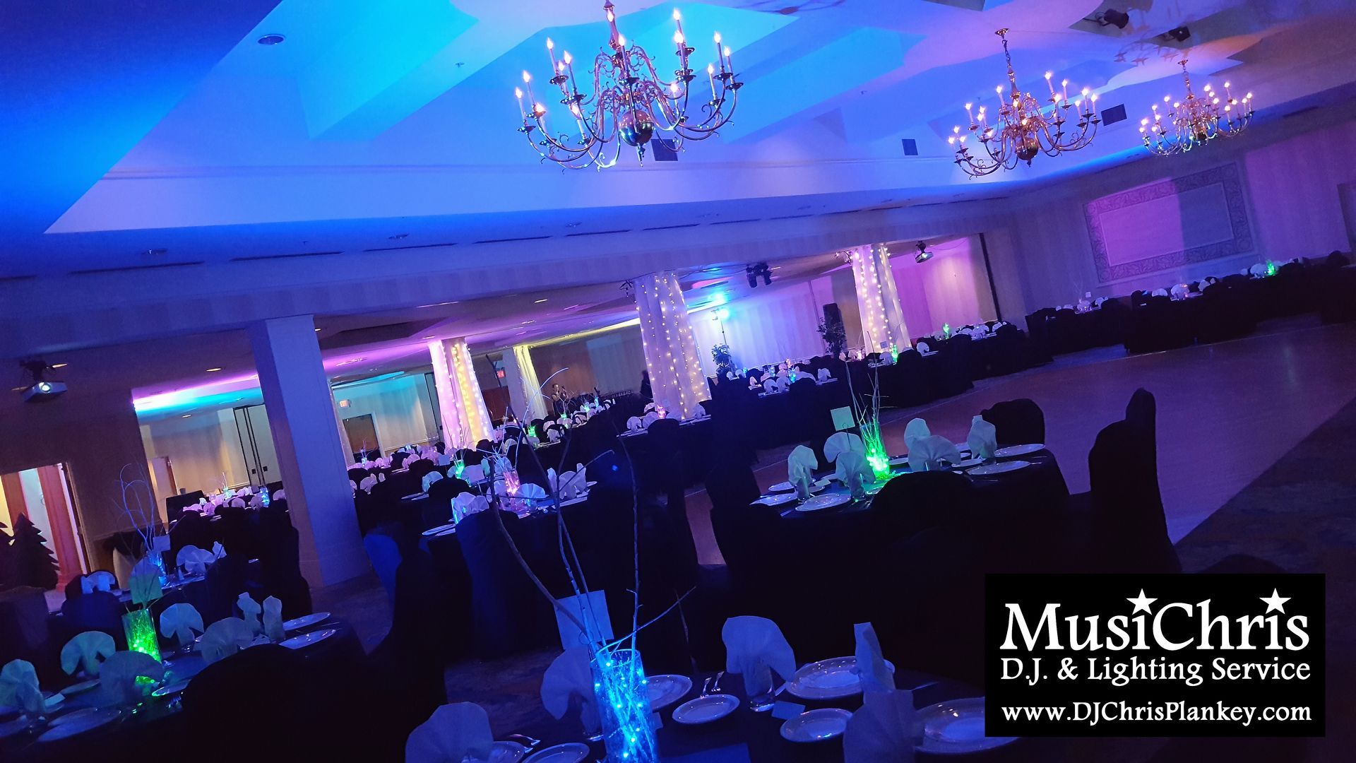 Northern Lights Aurora Borealis Prom party theme lighting ideas decorations effects Pittsfield High School 2018 prom