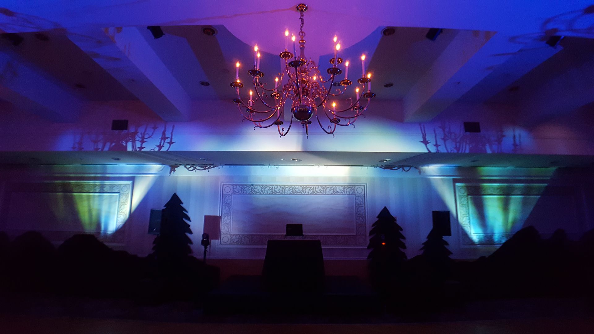 Northern Lights Aurora Borealis Prom party theme lighting ideas decorations effects Pittsfield High School 2018 prom