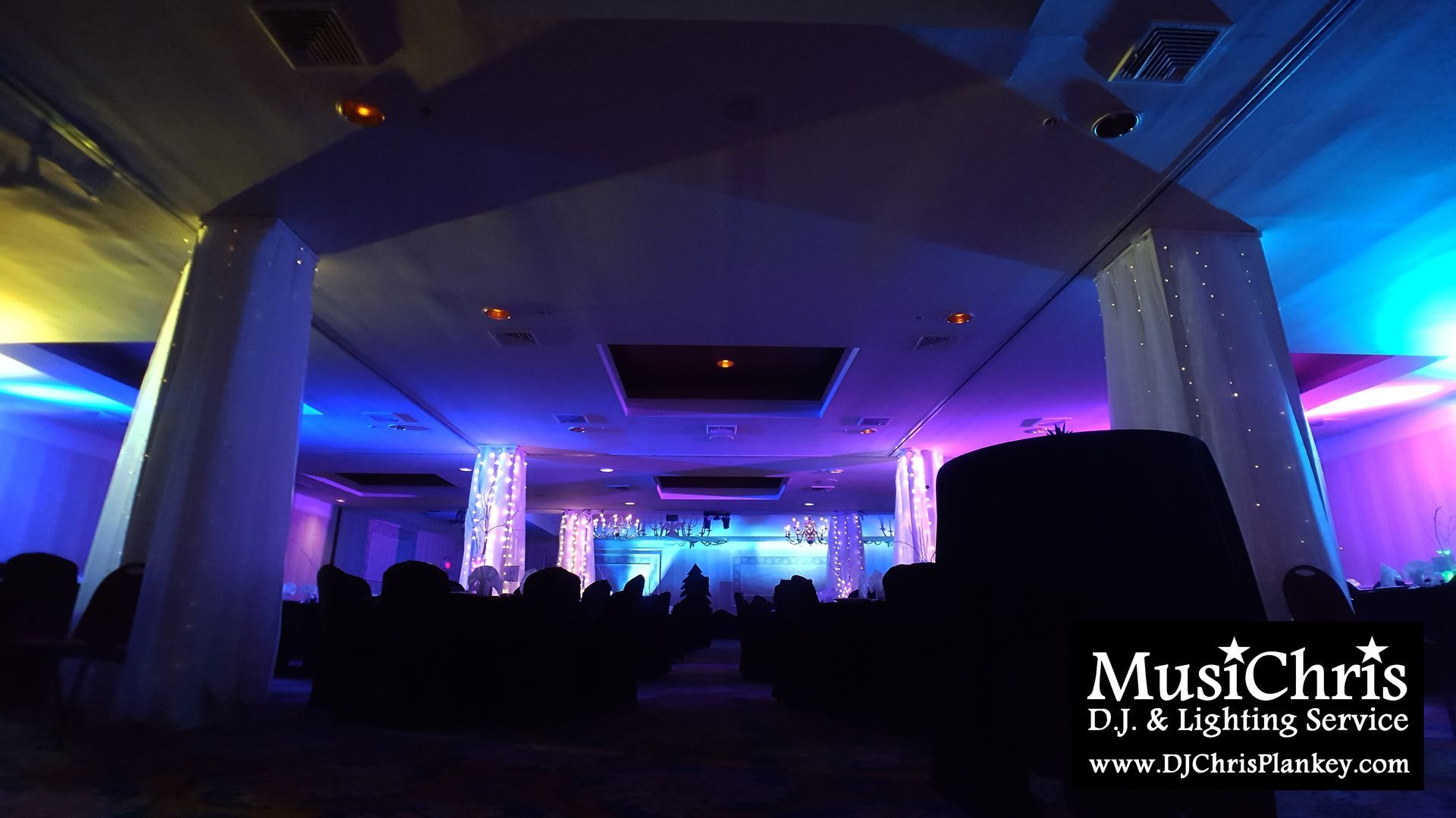 Northern Lights Aurora Borealis Prom party theme lighting ideas decorations effects Pittsfield High School 2018 prom