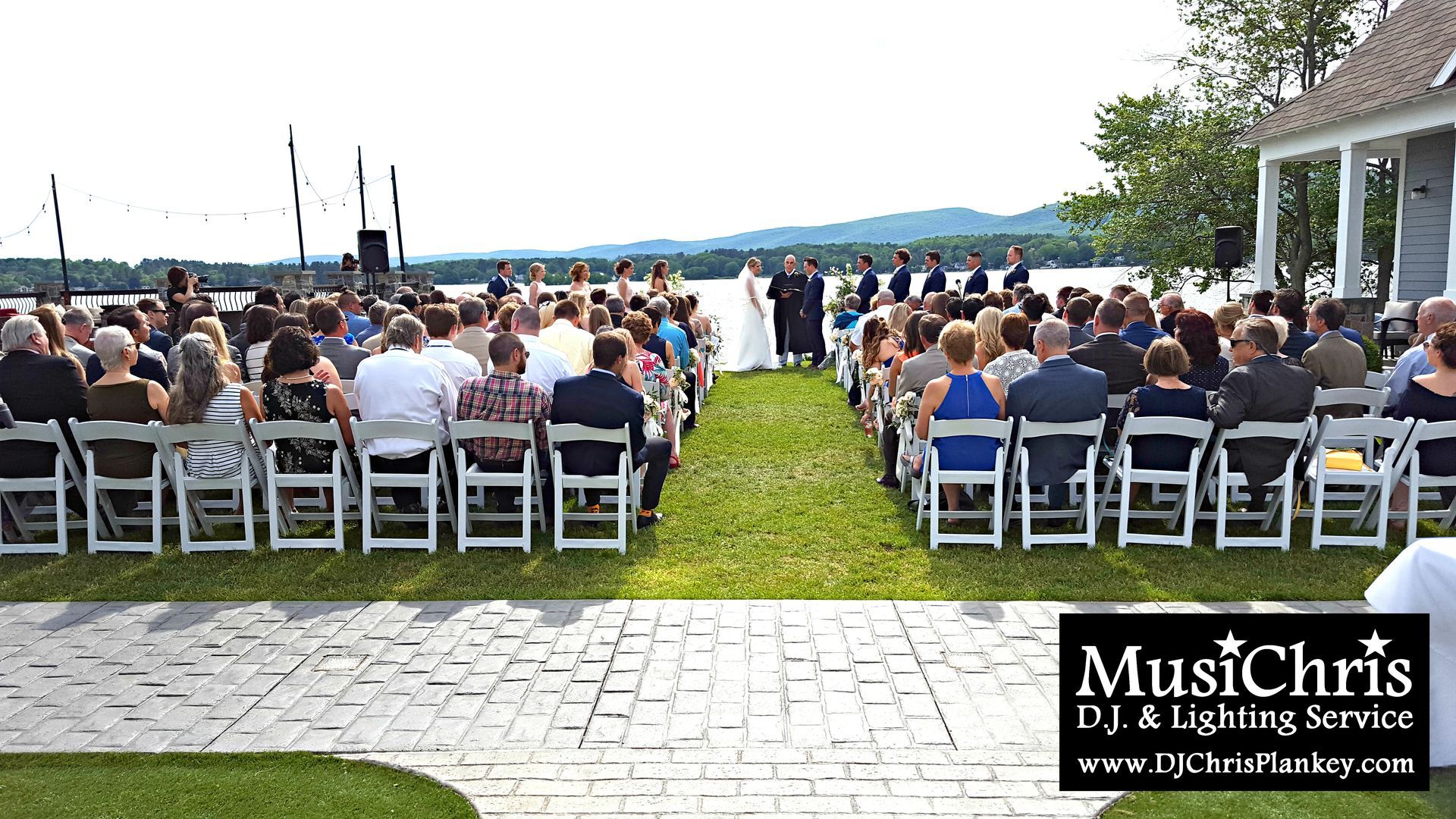 Lake House Guest Cottages of the Berkshires, Lanesborough Lanesboro MA Mass. wedding DJ tent lighting drapery