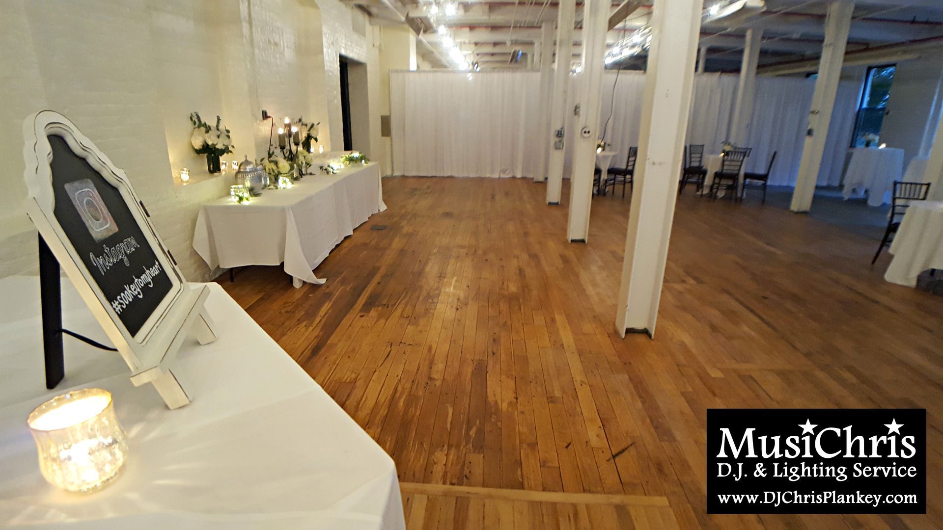 Stationery Factory wedding DJ lighting drapery Dalton, Mass.