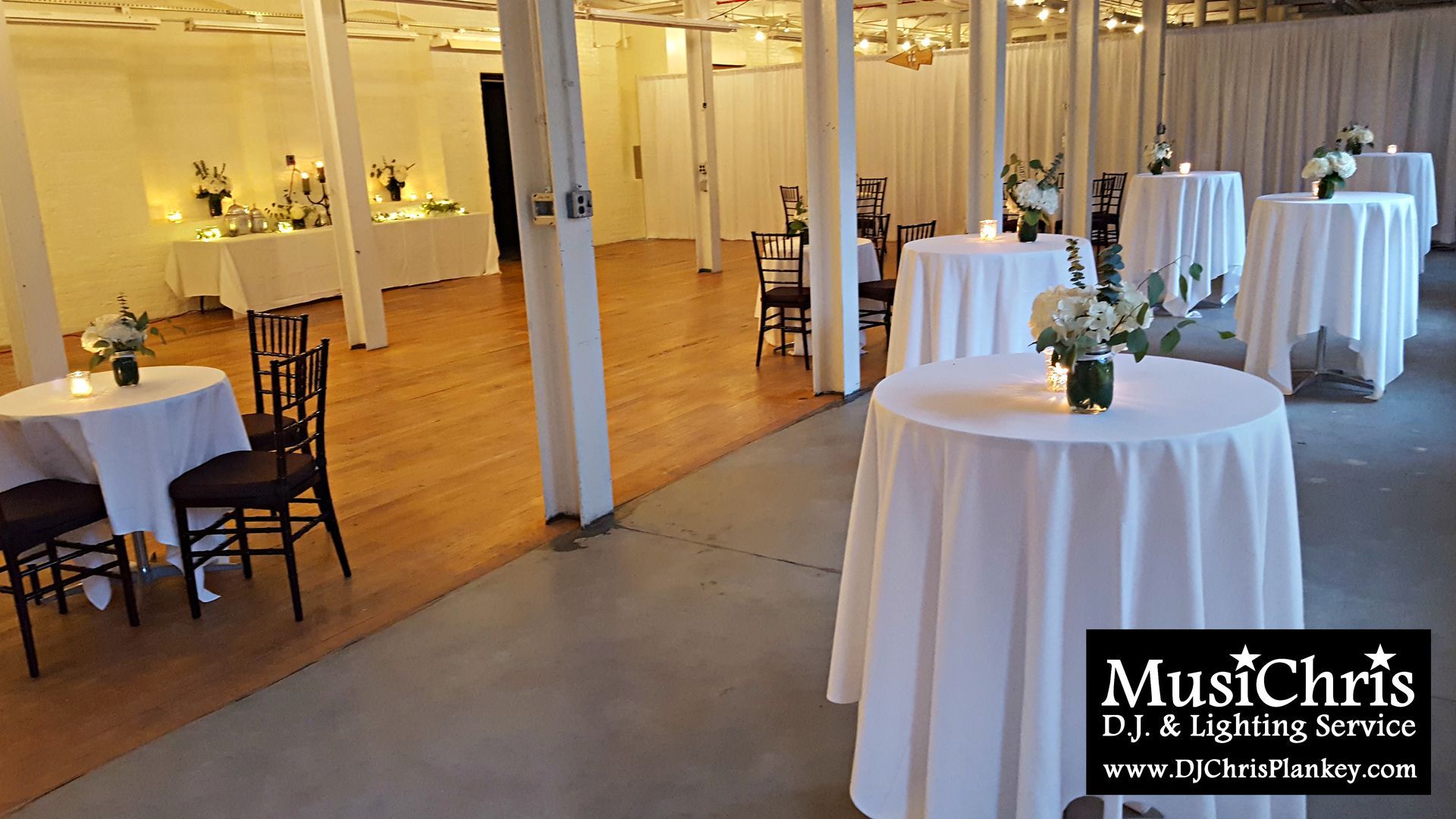 Stationery Factory wedding DJ lighting drapery Dalton, Mass.