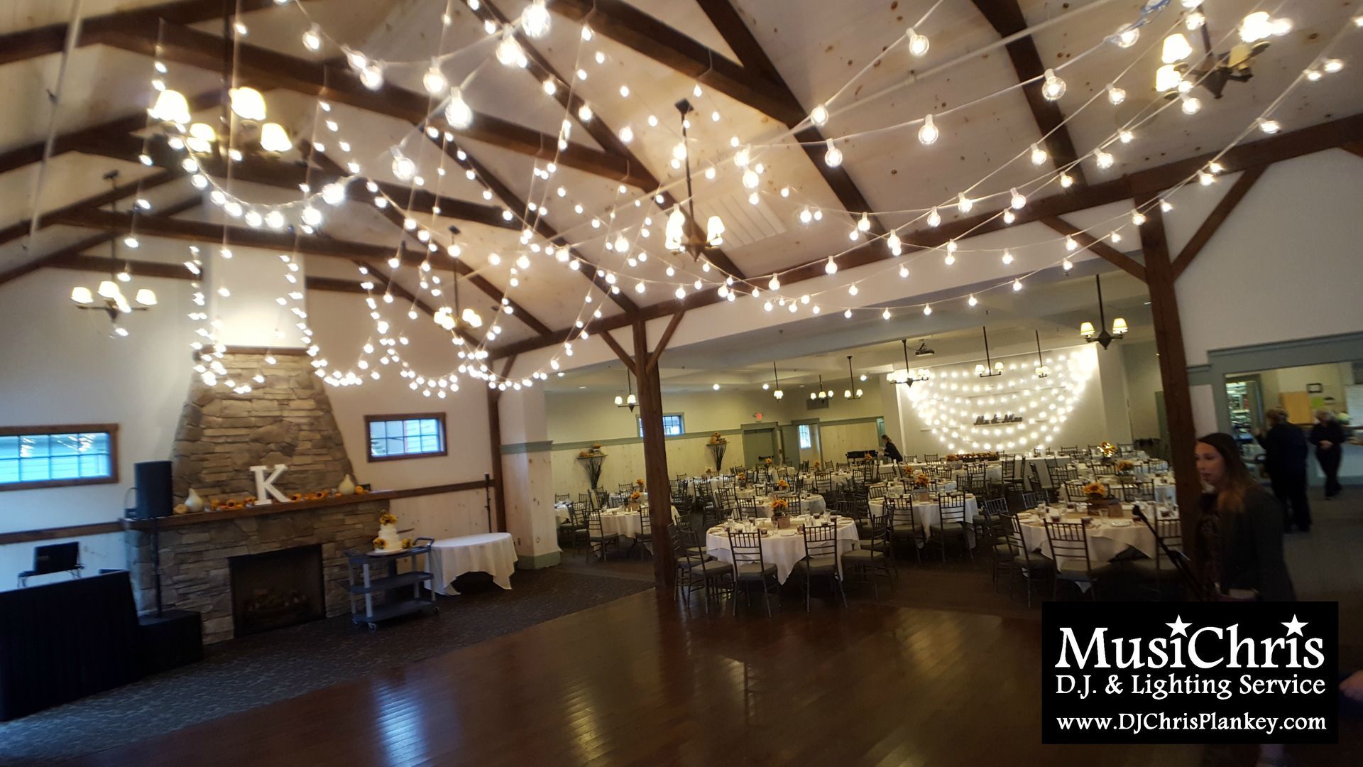Barrington Hall, Great Barrington, MA wedding venue Crissey Farm wedding DJ lighting drapery