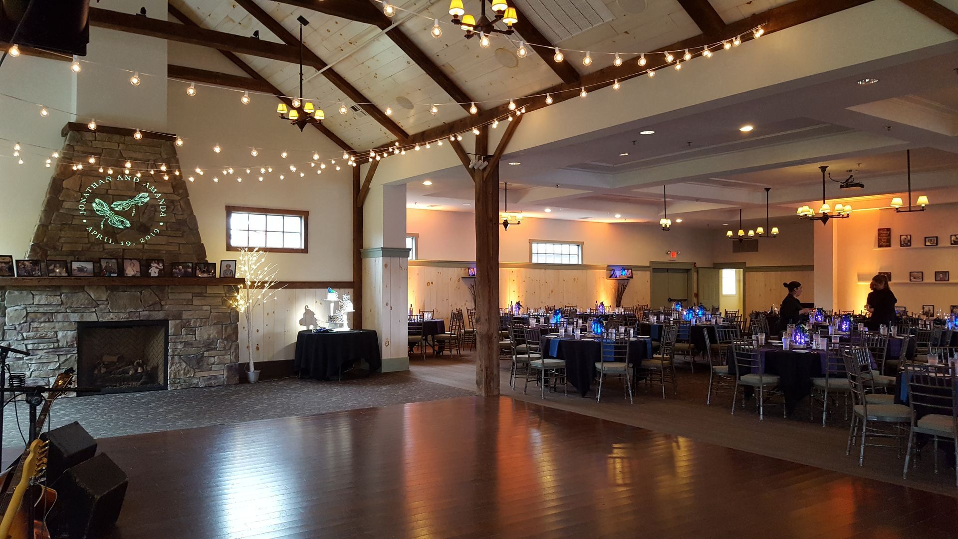 Barrington Hall, Great Barrington, MA wedding venue Crissey Farm wedding DJ lighting drapery