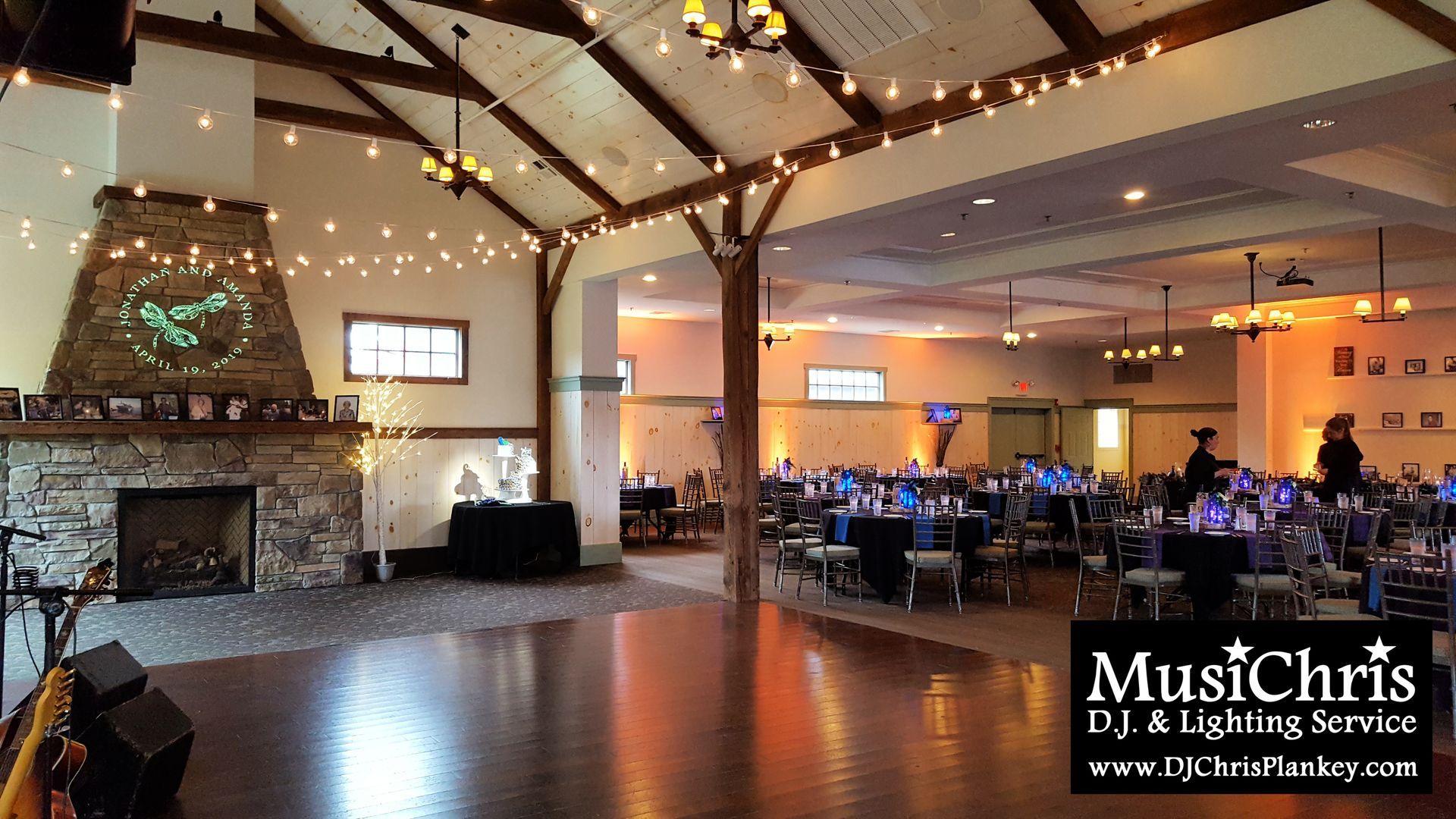 Barrington Hall, Great Barrington, MA wedding venue Crissey Farm wedding DJ lighting drapery