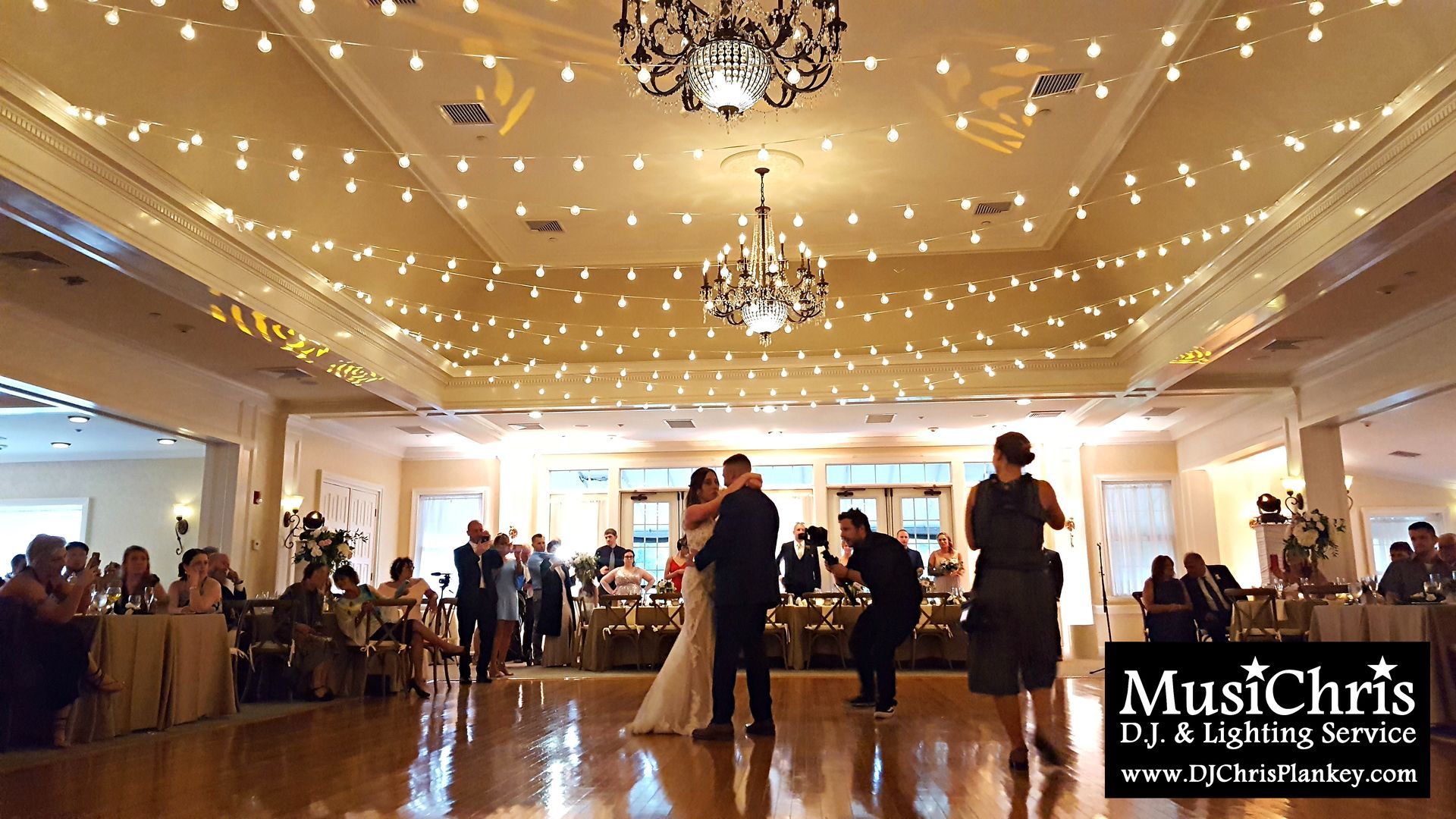 Country Club of Pittsfield, MA Mass. wedding DJ lighting drapery porch lighting service