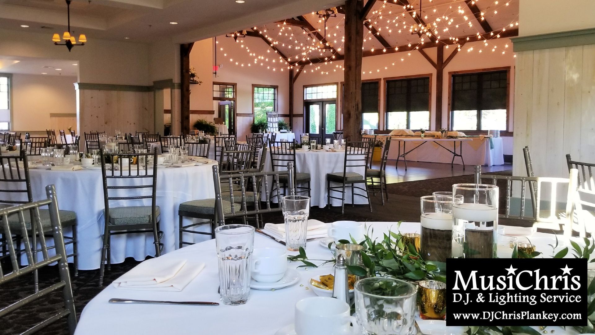 Barrington Hall, Great Barrington, MA wedding venue Crissey Farm wedding DJ lighting drapery