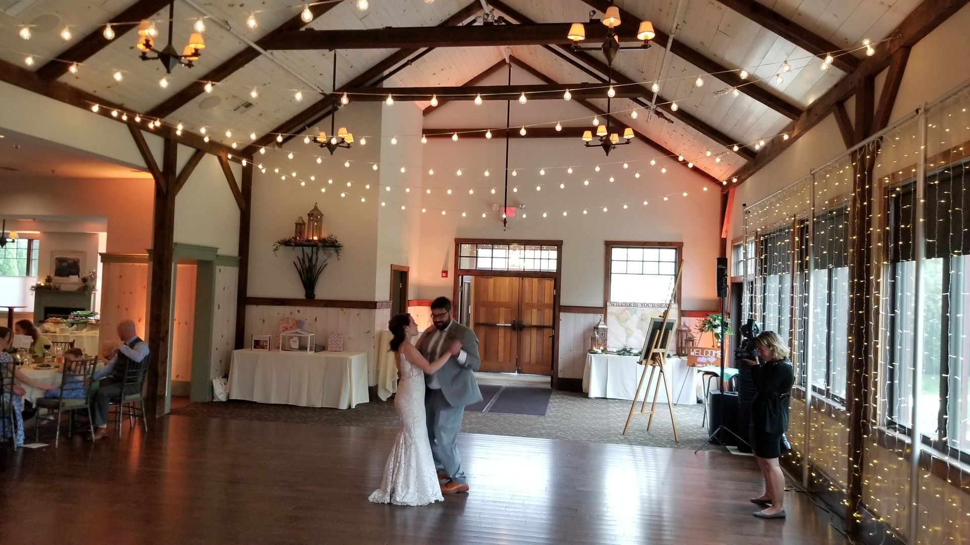 Barrington Hall, Great Barrington, MA wedding venue Crissey Farm wedding DJ lighting drapery