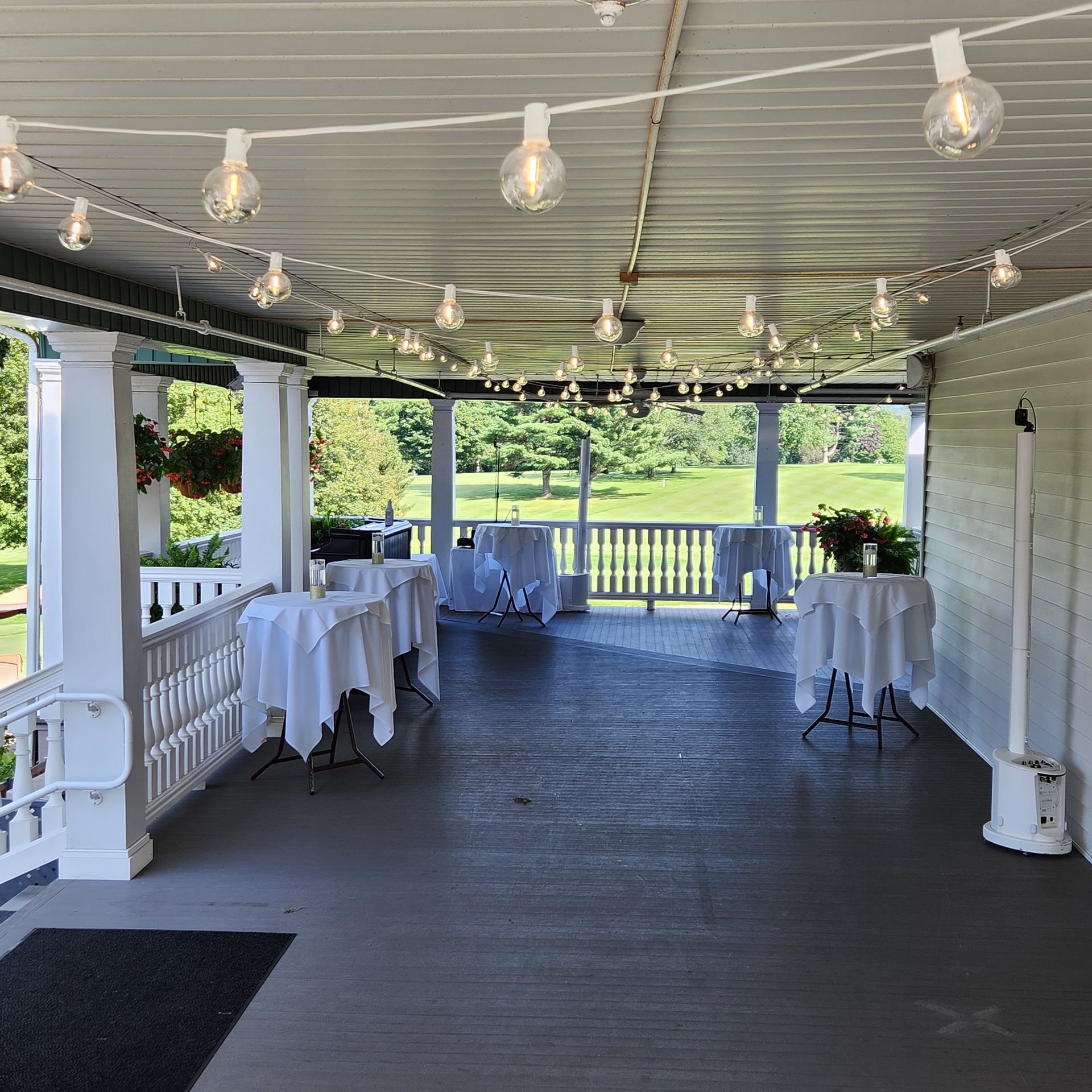 Country Club of Pittsfield, MA Mass. wedding DJ lighting drapery porch lighting service
