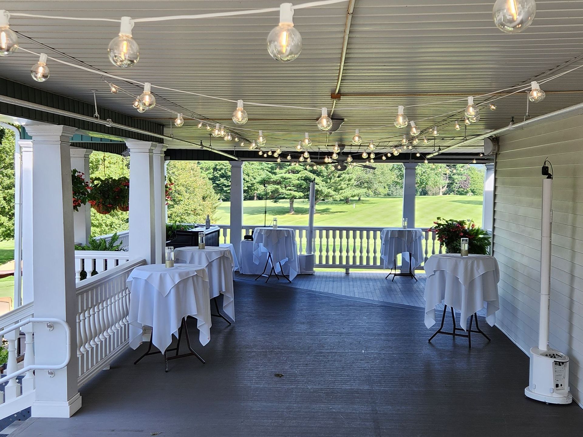 Country Club of Pittsfield, MA Mass. wedding DJ lighting drapery porch lighting service