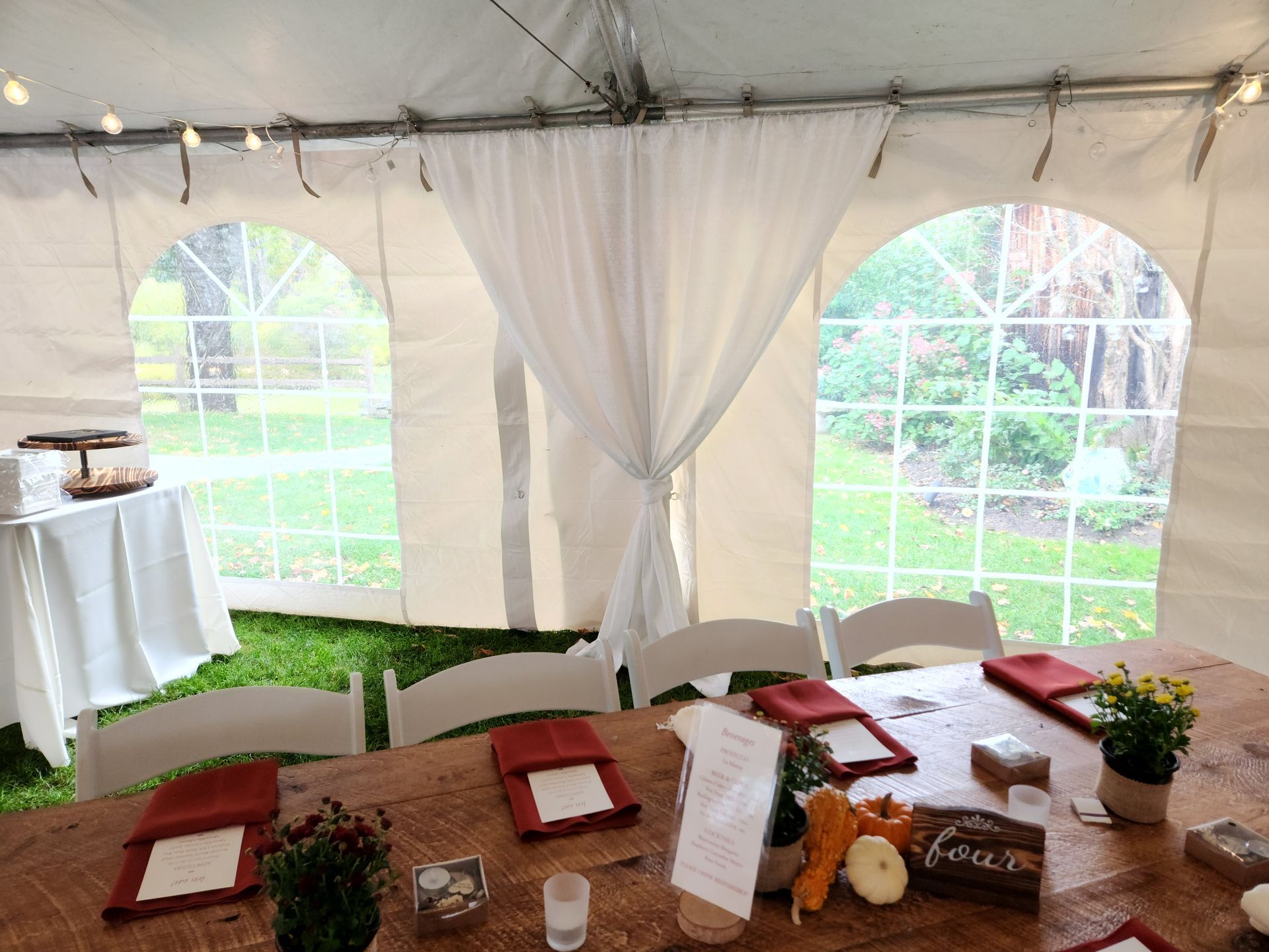 Event Wedding Tent Lights Lighting Drapes Drapery Service Provider in Berkshires Western MA Mass.